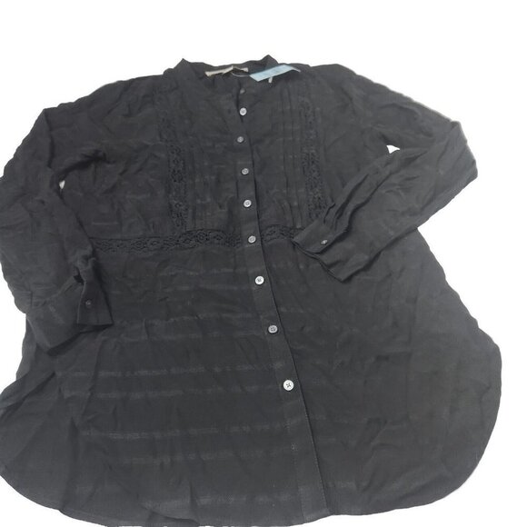 Loft Women's Size XS Petite Black Blouse Lace New - Picture 1 of 8